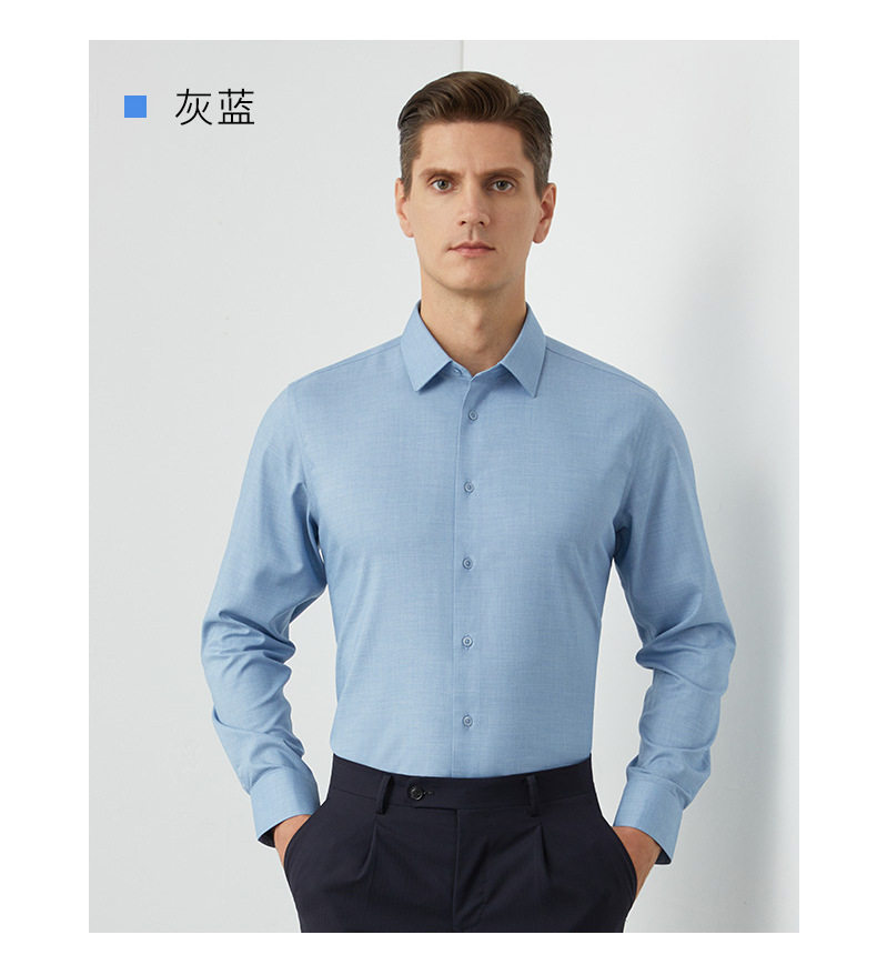 Áo sơ mi nam dài tay vải Modal thoáng khí co giãn nhẹ phong cách công sở — Trắng - Dài tay - 01, Xanh nhạt - Dài tay - 11 chi tiết 16