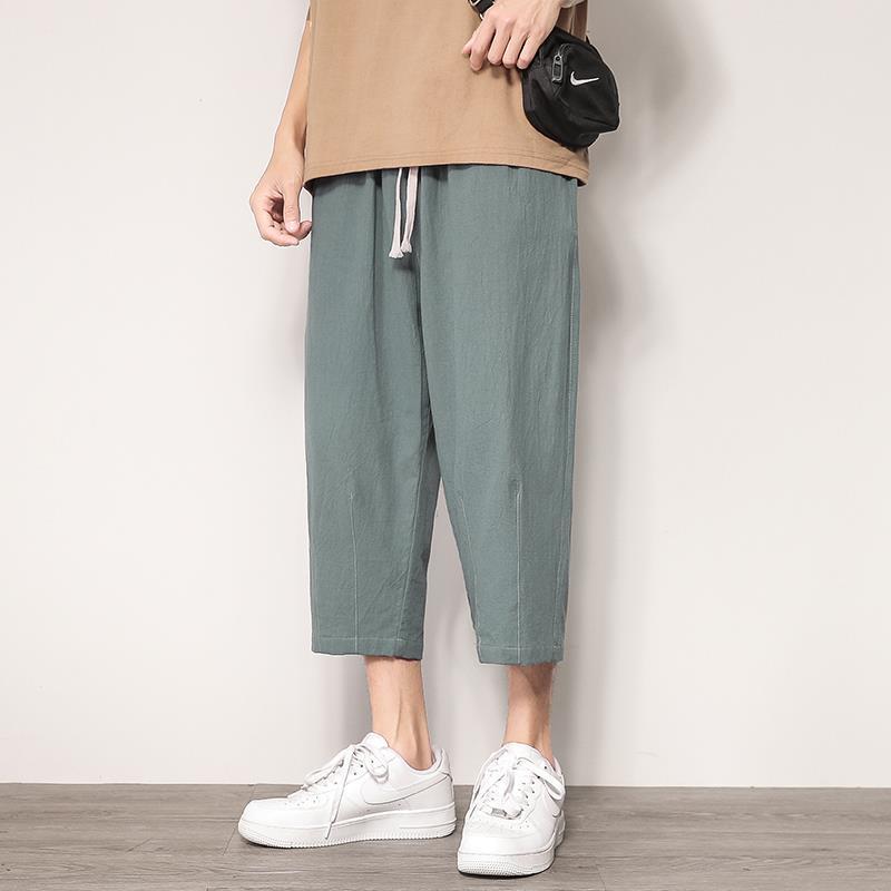Men's Summer Linen Pants Men's Pants Casual Pants Men's Thin Loose 7 8 8 Cotton and Linen Men's Trendy Pants