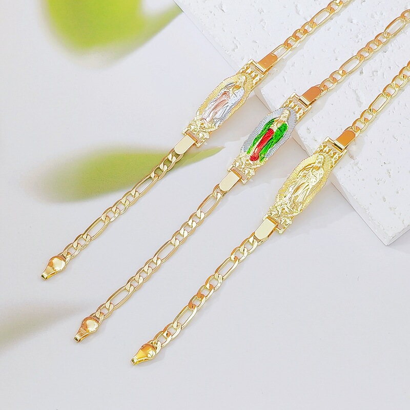 Cross-Border Best-Selling Amazon Two-Tone Bracelet, Vintage Father Saint Jude Amazon Niche Exaggerated Jewelry Chain