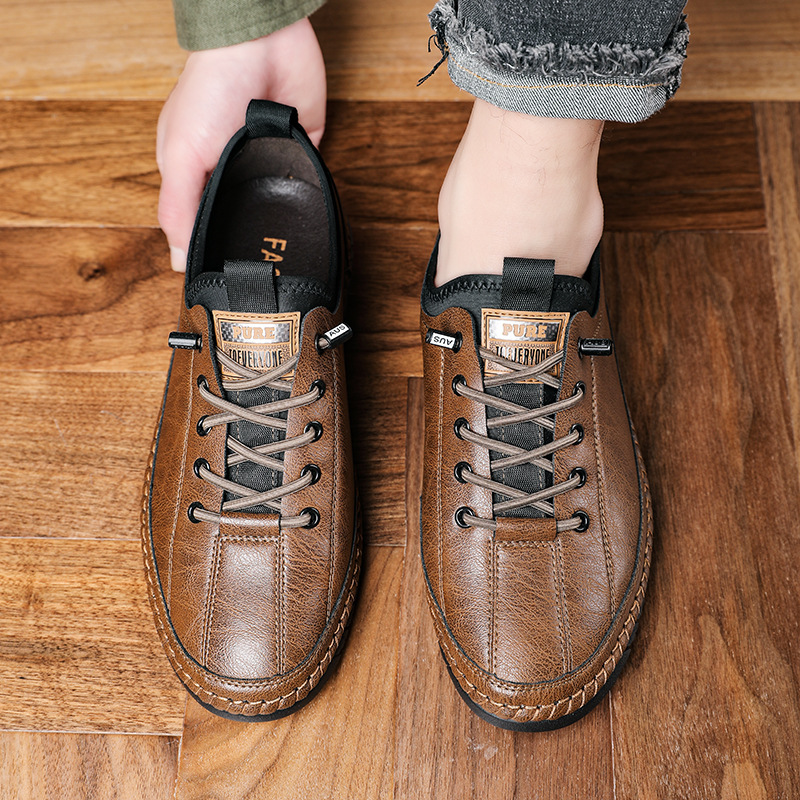 2023 nueva primavera nuevos zapatos de cuero de los hombres de cuero casual antideslizante de negocios de moda todos los partidos de costura de fondo suave zapatos de los hombres