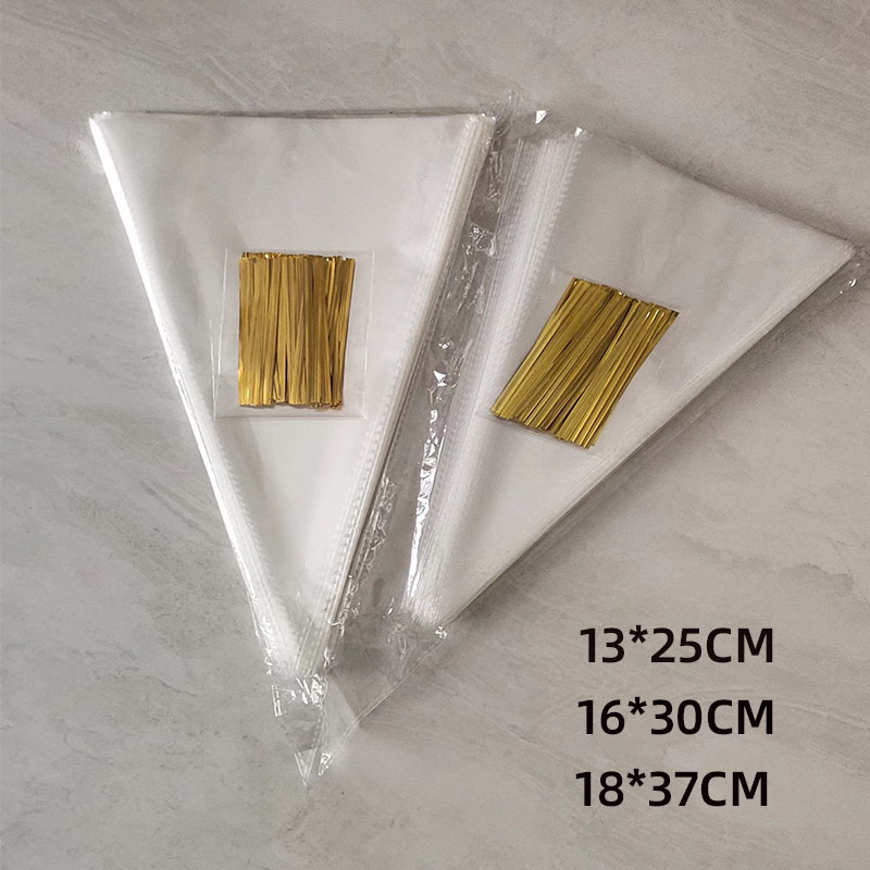 现货爆米花糖果袋锥形玻璃纸包装烘焙一次性裱花袋圣诞节糖果袋子