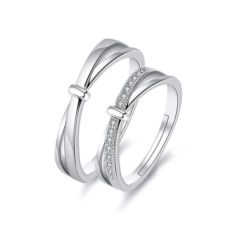 网红直播情侣戒指ins韩国时尚简约男女戒指套装情人节开口婚戒