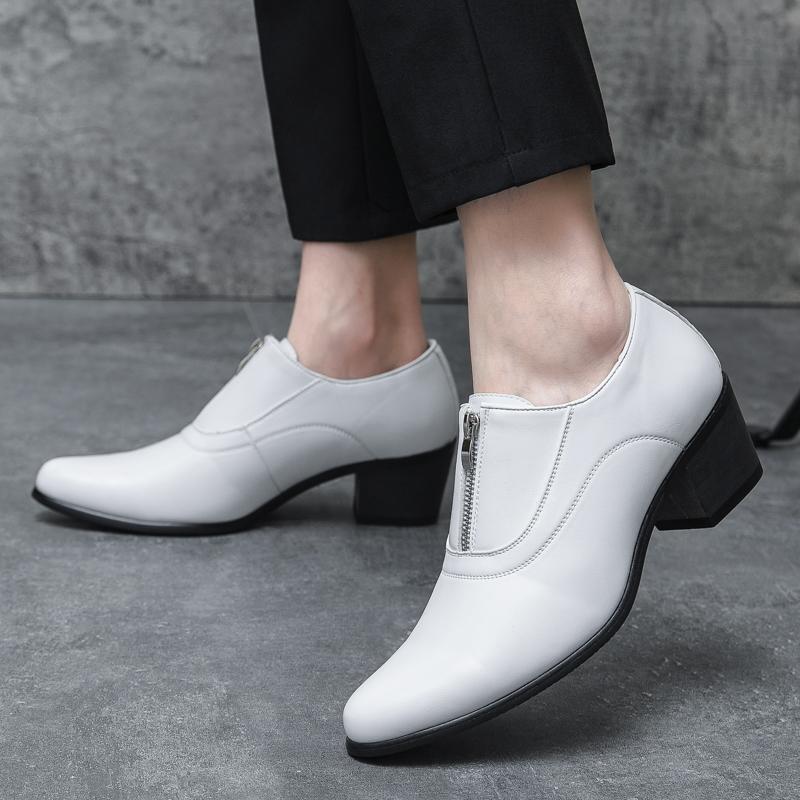 (Cross-border trading), shoes heels for events, white chain with zipper, (Physicals) 3