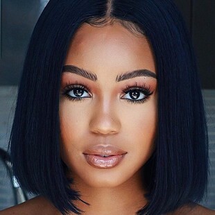 Women's Mid-length Hair Long Bangs Mid-length Straight Hair Shoulder-length Chemical Fiber Mechanism Rose Mesh High Temperature Silk Wig Full Top Headgear