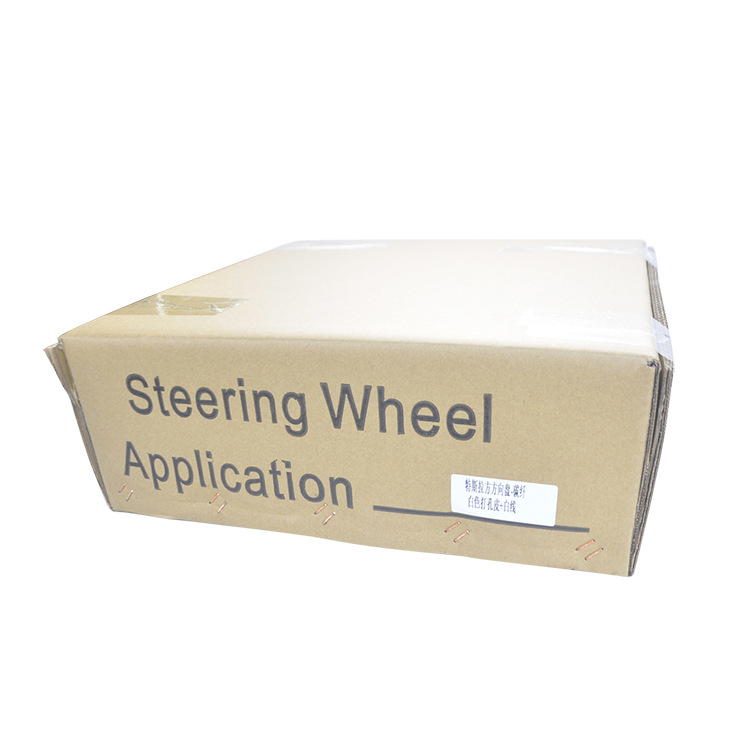 100% Real Carbon Fiber Forged Steering Wheel with White Perforated Leather and White Stitching - For Tesla Model Y - Modification