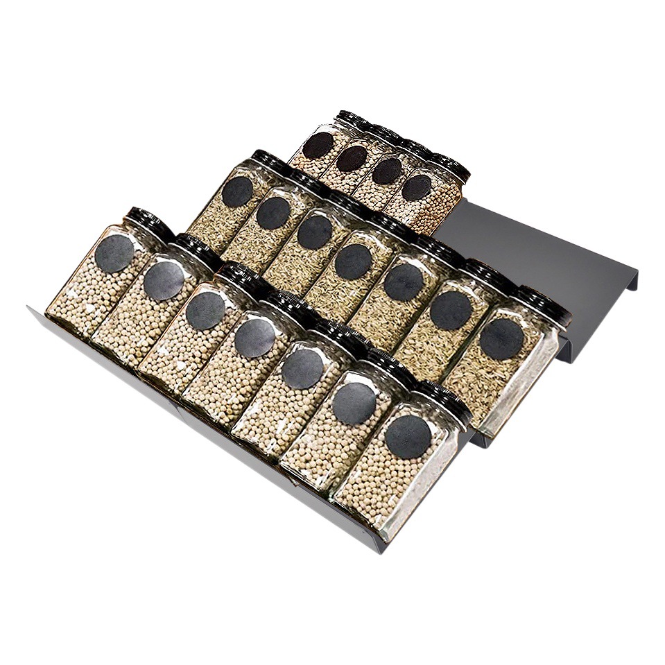 Polvo de hierro pulverización condimento rack cocina cajón especia rack overlay paso organizador de almacenamiento de especias rack