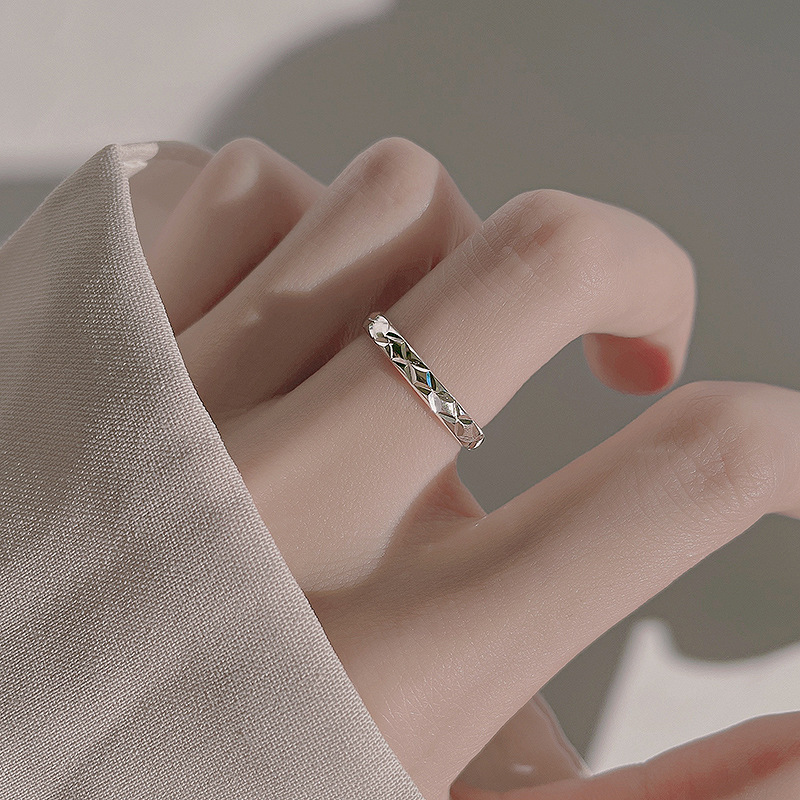 Cincin berlian wanita desain berkilau cincin mewah ringan cincin ceruk jari terbuka