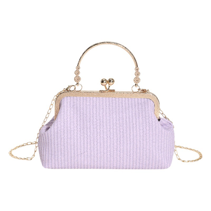 Chanel estilo cadena de metal bloqueo bolso de noche elegante moda perla Shell bolsa francés nicho bolso para las mujeres