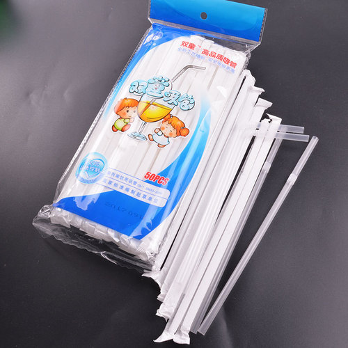 Double children's paper independent packaging straws disposable beverage milk tea transparent bendable children's drinking straws for pregnant women