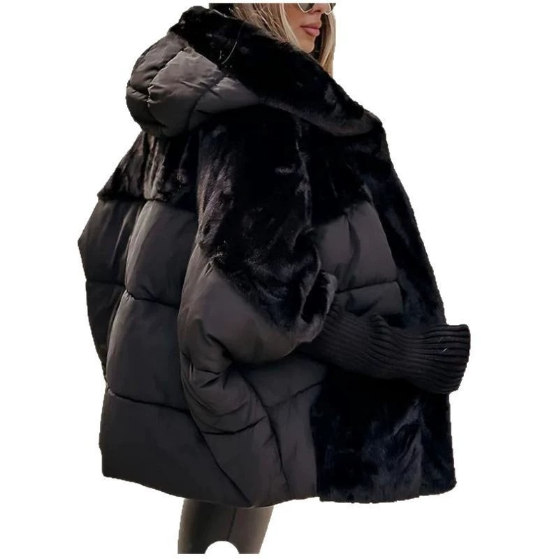 Amazon 2025 transfronterizo Europa y los Estados Unidos TEMU venta caliente otoño y invierno de mujeres suelta nueva chaqueta de algodón con capuchón empalmado