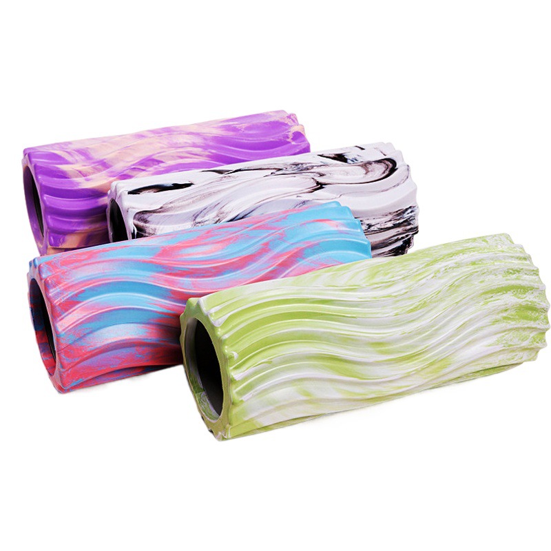 Suministros de yoga Eva camuflaje Lobo diente palo eje espuma fitness músculo relajante masaje hueco rodillo columna