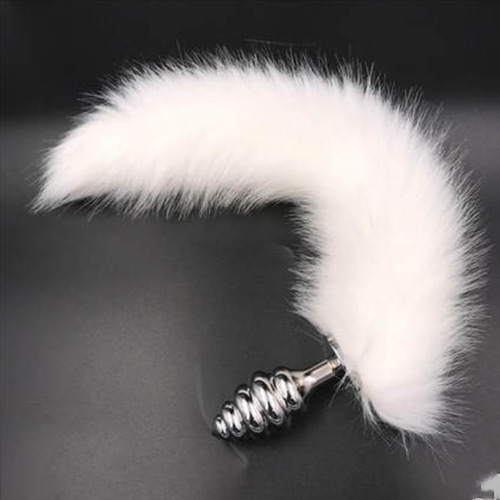 White fox tail female tail anal plug couple's fun white fox removable tail anal plug role play tail