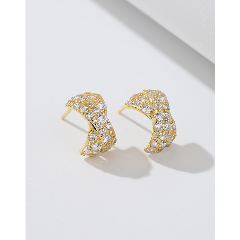 Pendientes de diamantes de oro plata esterlina 925 luz nicho de lujo temperamento de alto grado micro incrustaciones pendientes de circón pendientes transfronterizos