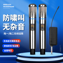 新しいメタルワイヤレスマイク、1対2、家庭用屋外オーディオ、カラオケステージサウンドカード、FMプロフェッショナルマイク