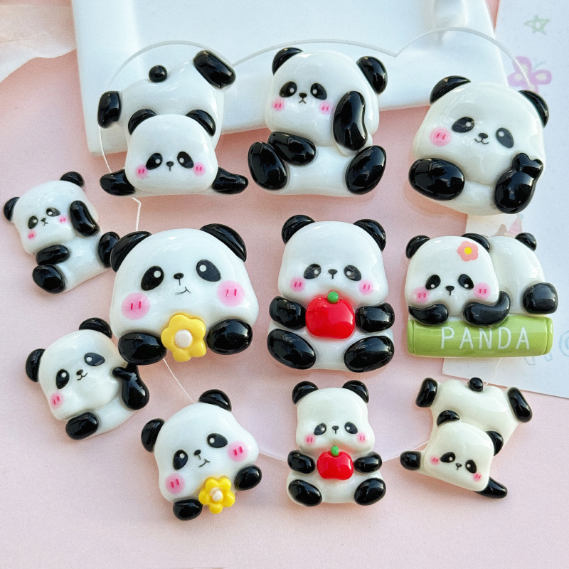 Flower panda children's fun handmade resin diy jewelry accessories mobile phone case hole shoes refrigerator patch material wholesale