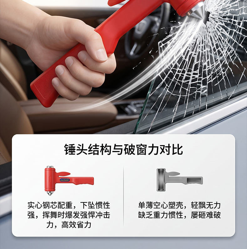 Car window breaker multifunctional holder, life-saving hammer, emergency fire escape hammer for vehicle use