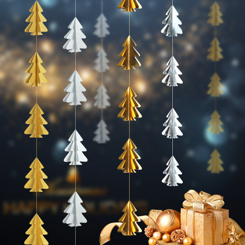 クリスマス装飾パーティー装飾用品立体ミニクリスマスツリー紙の花飾りショーウインドーの背景装飾|undefined
