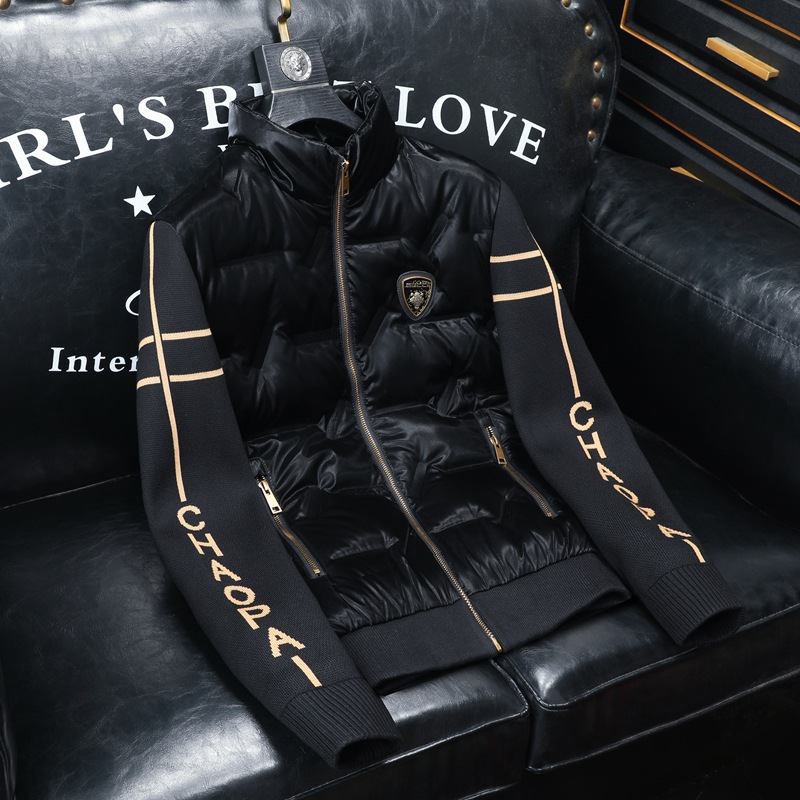 Short winter trend glossy knitted warm down jacket