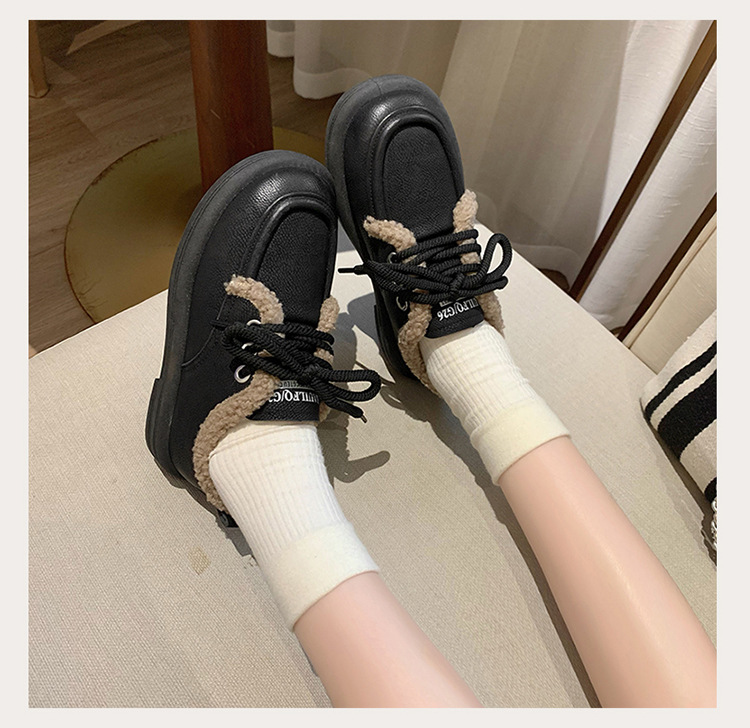 Kleine Lederschuhe im britischen Stil, trendige Winternische für Mädchen, Isolierung aus Baumwollplüsch mit niedrigem Absatz, Außenschuhe mit weicher_voghion.com