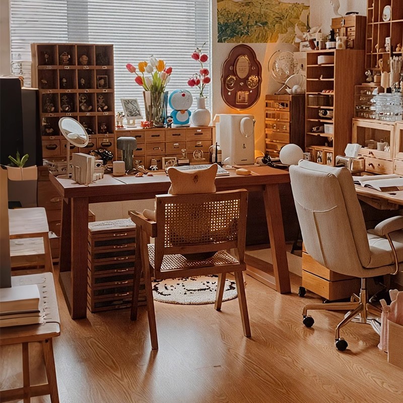 컴퓨터 책상 침실 홈 테이블 작업대 단단한 나무 다리 성인 diy 수제 테이블 수제 책상 긴 작업대