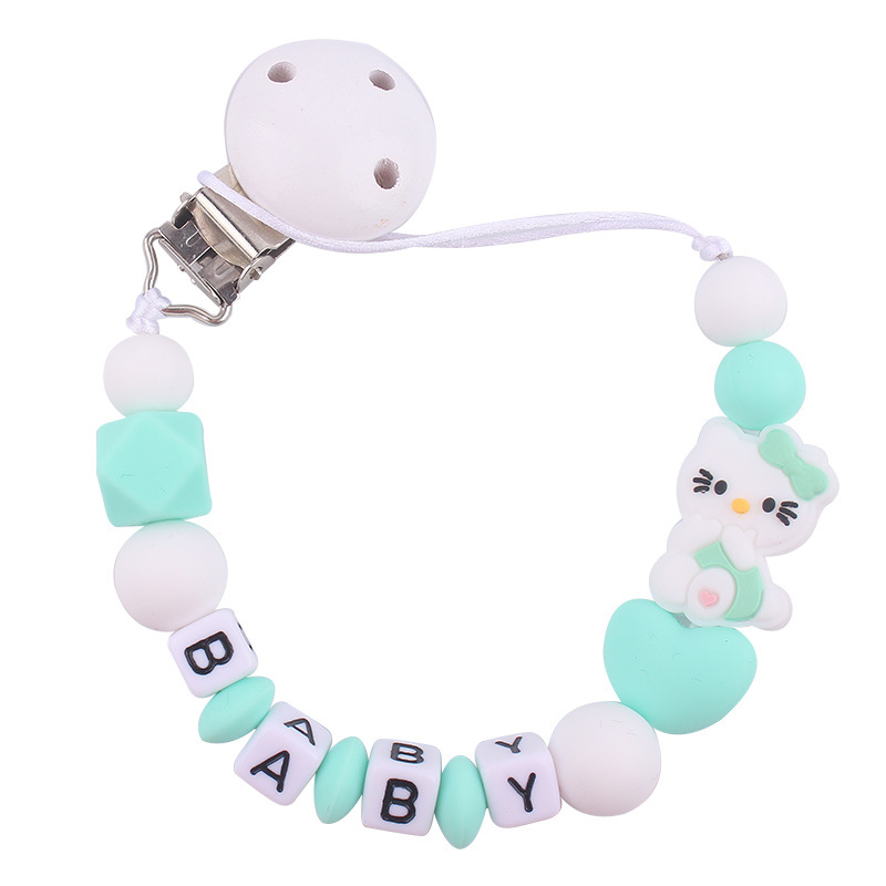 Bebé blanco tetina clips juguetes KT gatos silicona tetina cadena cadena de cadena Aliexpress Amazon explosión