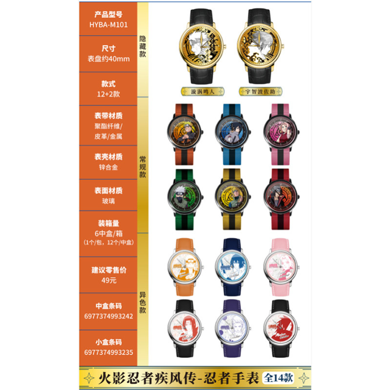 预售【正版】火影忍者疾风传-忍者手表盲盒(单抽49元，端盒12个）|undefined
