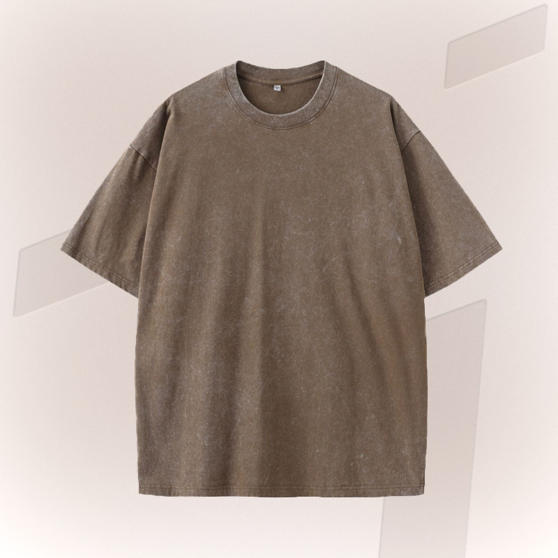 Verano nuevo producto pesado 270G retro lavado y desgastado camiseta de manga corta para hombre de algodón suelto camiseta de batik retro para hombre