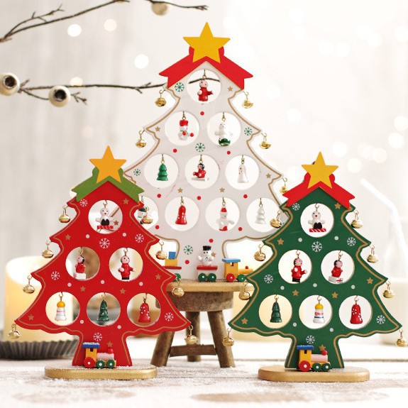 Árbol de Navidad de madera regalos de Navidad juguetes para niños decoración creativa escritorio día de Navidad regalos colgantes
