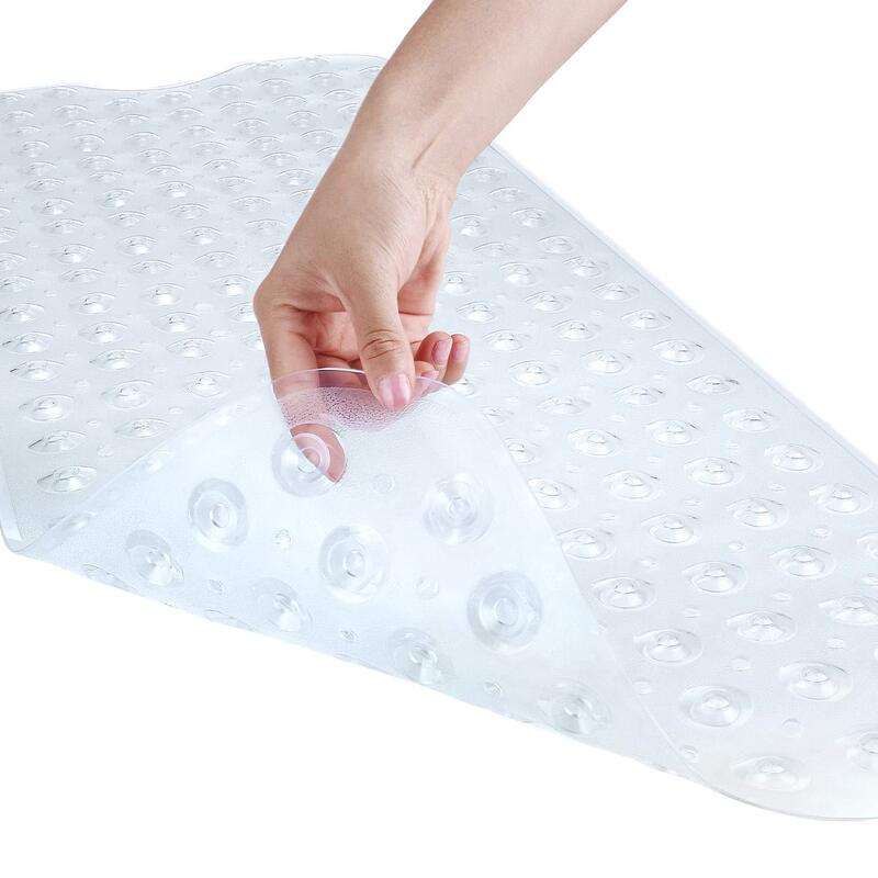 Bathroom stall shower safety mat non-slip belt suction cup spa machine washable drain hole keep bathtub clean