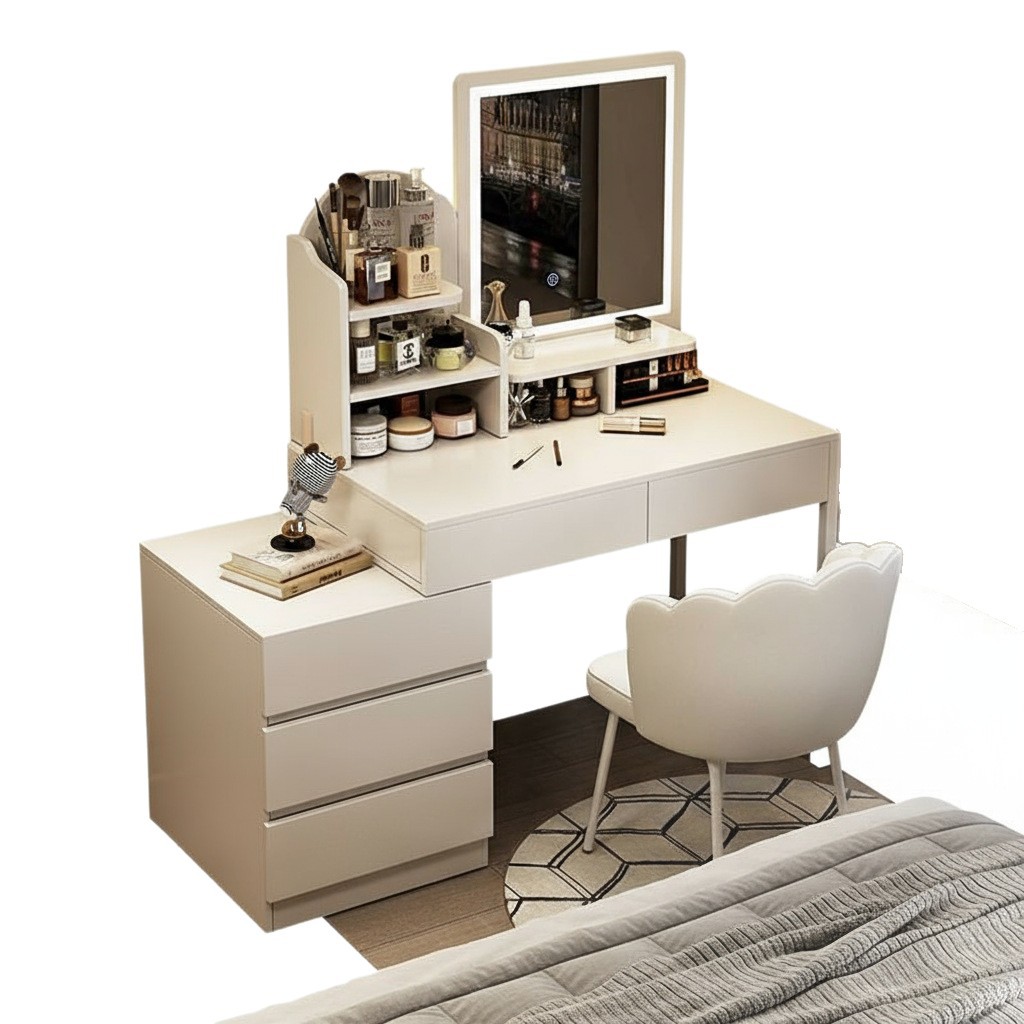 Wardrobe de madera maciza dormitorio estante moderno simple armario de almacenamiento casero armario de almacenamiento multifuncional mesa de maquillaje mesa