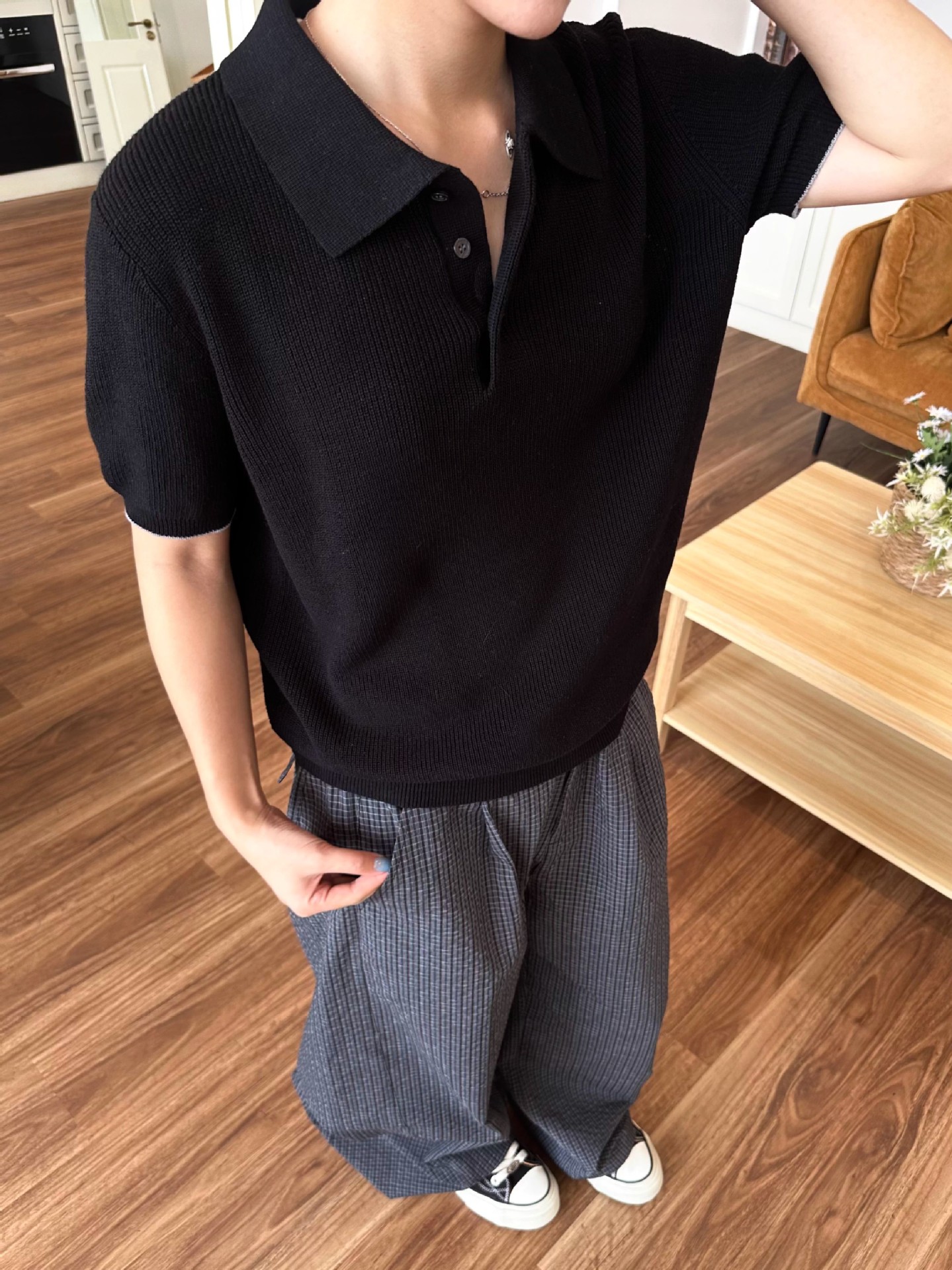 Gestricktes Polohemd Für Damen Und Herren Baumwolle Leinen Blumen_voghion.com