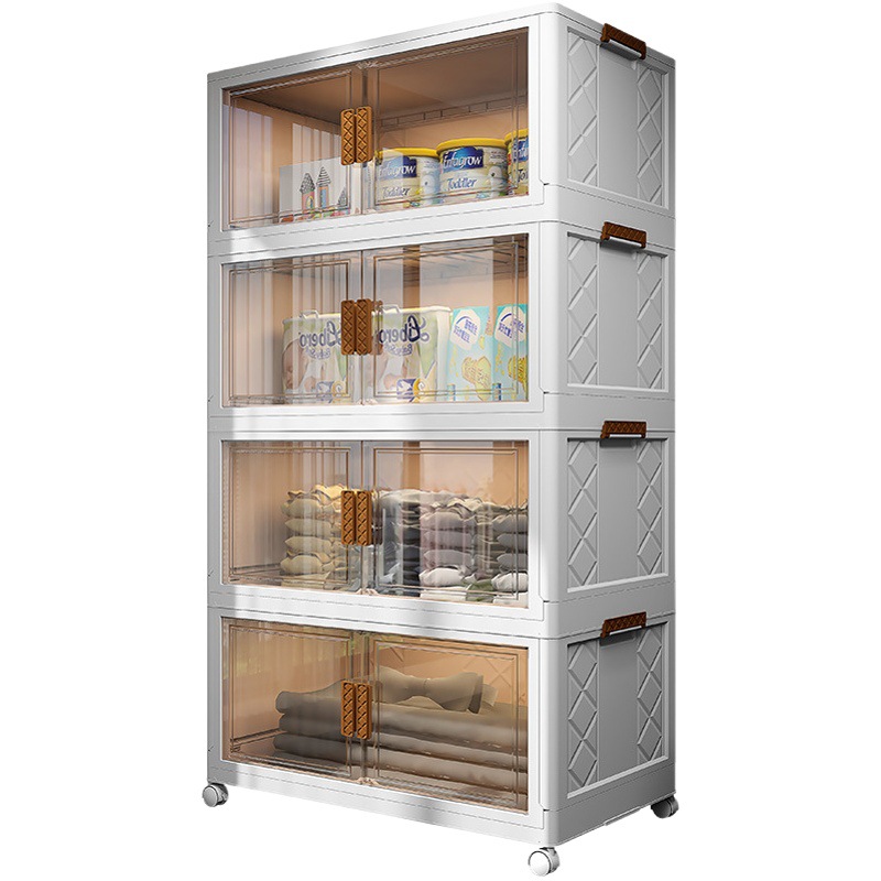 Gabinete de almacenamiento de plástico transfronterizo, estante de almacenamiento de cocina, gabinete de almacenamiento plegable, gabinete de almacenamiento en habitación simple multifuncional a prueba de polvo