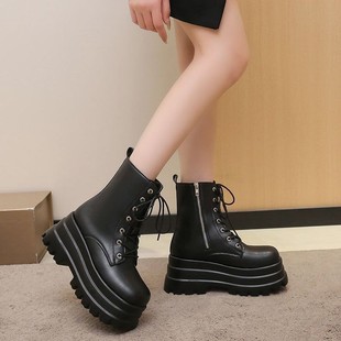 Martin Boots Spice Girls High Heel Motorcycle Boots Heightening Shoes Leg Thin Thick Bottom British Style Boots Wholesale Cross-border Women's Boots