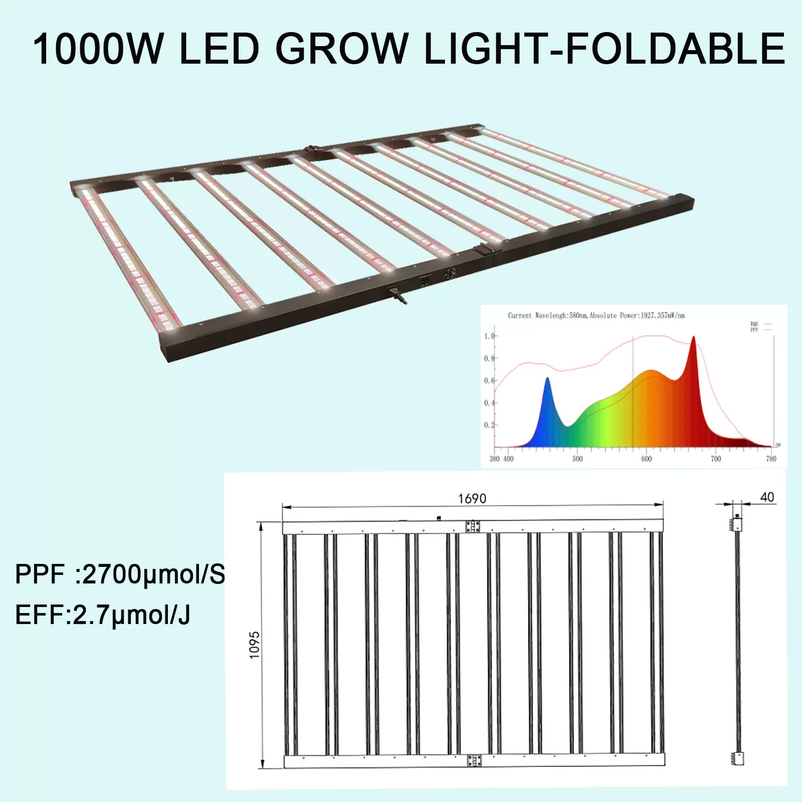 折叠植物灯全光谱室内种植大功率led植物生长补光灯