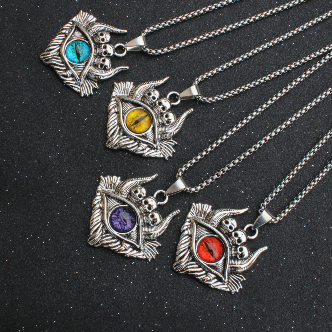 Fashion Devilu0027S Eye Stainless Steel Stoving Varnish Pendant Necklace 1 Piece