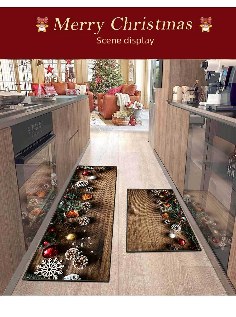 Julefest Feriedekoration Køkken Gulvmåtte Xuan Tube Smudsafvisende fodmåtte Indgangsdør dekoration dørmåtte Badeværelsesmåtte_voghion.com