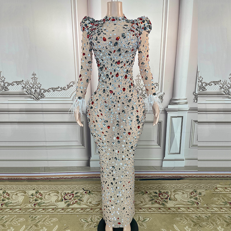 Novance2024 New Elastic Mesh Slim Shiny Diamond Elegant Feather Pregnancy Dress Pregnant Photography Novance2024 New Elastic Mesh Slim Shiny Diamond Elegant Feather Pregnancy Dress Pregnant Photography