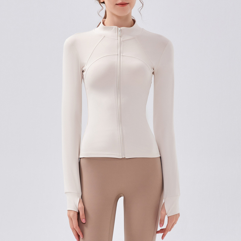 新しい秋冬とベルベットのジッパーヨガ服の上着のランニングトレーニング服が痩せている運動訓練は長袖のコートに乗る|undefined