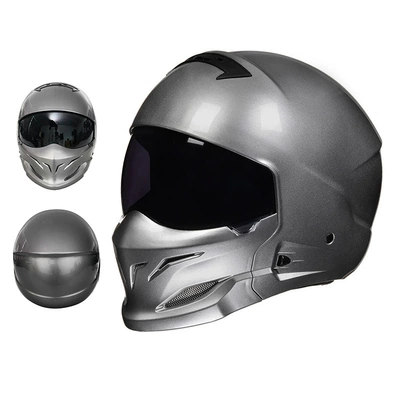 Half Helmet – Motosiklet kaskı (dəbilqə) - 856-metallic-gray-black-lens-m55-56