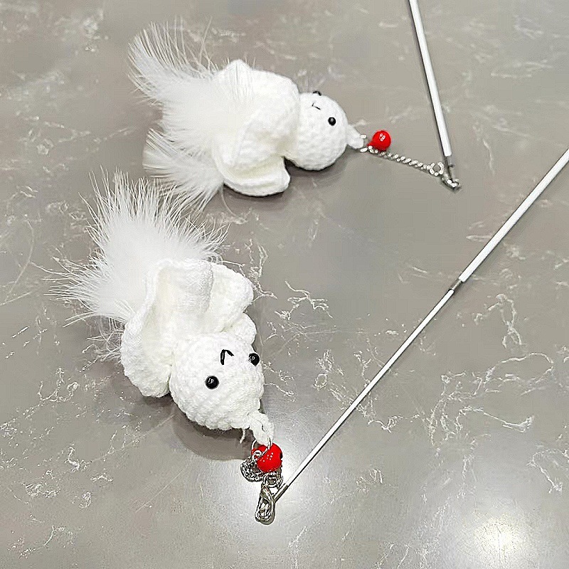 新型の猫のおもちゃのニットの人形の羽は猫の棒のインタラクティブな鈴をからかって猫のおもちゃのペットの用品のメーカーを笑わせて直接販売します。