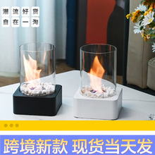 桌面方形酒精壁炉室内现代金属火炉黑色便携真火壁炉户外火炉跨境