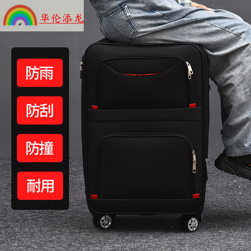 Large-Capacity Suitcase Oxford Trolley Case for Male and Female Students Trendy Suitcase Korean Style Canvas Password Box Leather Suitcase Waterproof