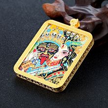 手绘描金朱砂前世今生扎基拉姆五台山佛牌个性吊装民族风唐卡批发