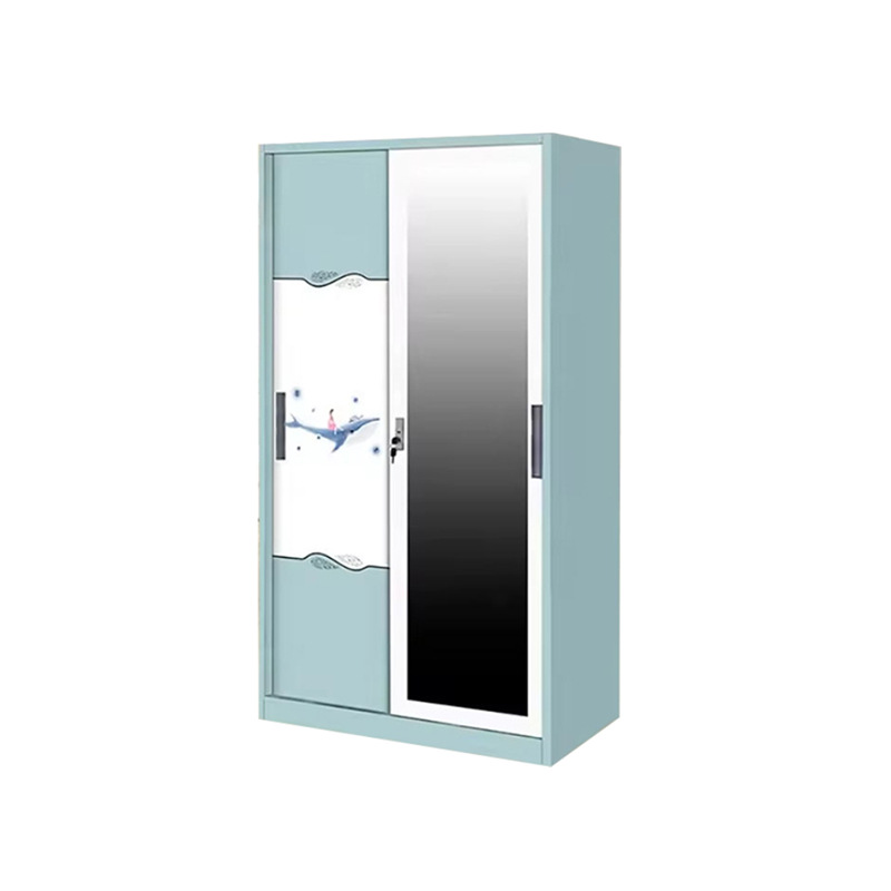 Fábrica de comercio exterior armario de impresión de acero dormitorio doméstico puerta corredera armario de almacenamiento armario de gran capacidad para niños vestuario image 6