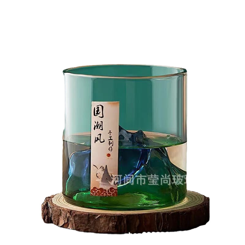 De estilo japonés de cristal de montaña Fuji montaña creativa taza de visualización de whisky taza de vidrio taza de café taza de té taza de espíritus