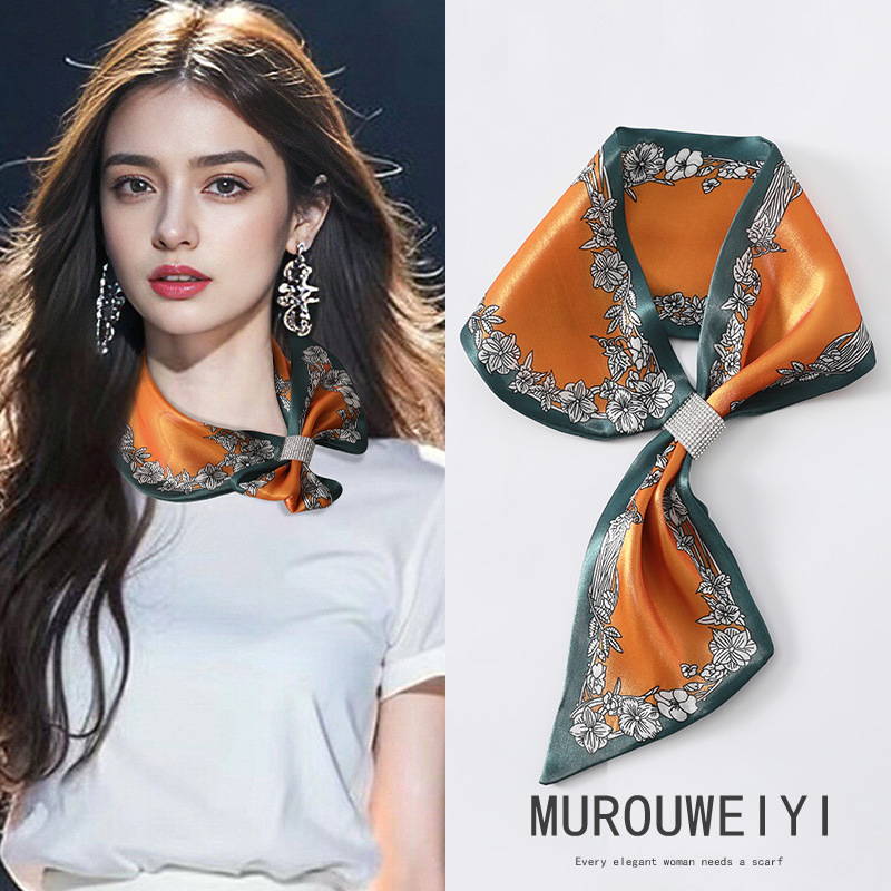 Long Silk Scarf for Women 2026 Spring and Summer New Ribbon Decoration Neck Scarf Headband Professional Matching Shirt Thin Scarf