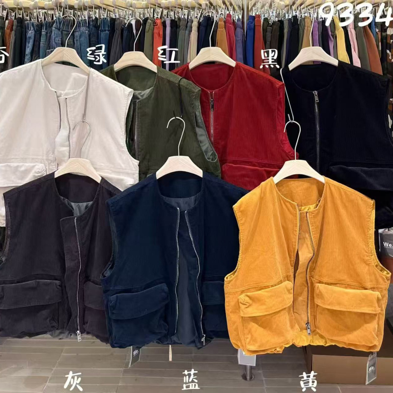 ZS2025秋新款女圆领日系马甲坎肩上衣开衫ins休闲款背心工装拉链|undefined