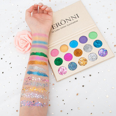 15-color children's stage makeup eye shadow, pearl shimmer glitter cosmetic palette, sparkling performance cosmetic, factory wholesale