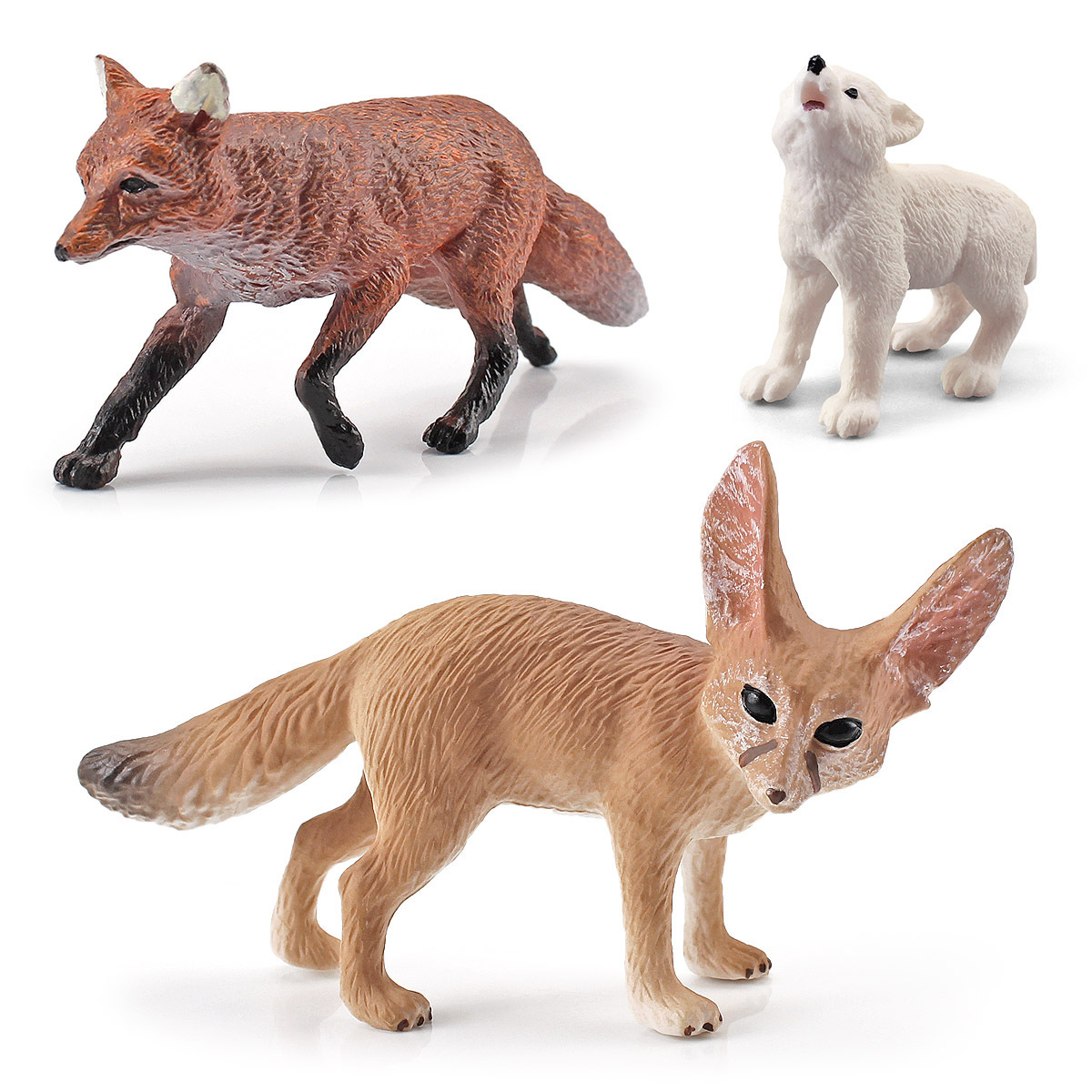 Simulación bosque modelo animal aurícula estática zorro blanco joven Lobo Cerda decoración de escritorio juguetes cognitivos exportación transfronteriza