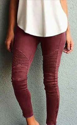 Los pantalones vaqueros de mujer de cintura alta arrugados transfronterizos de Amazon desean pantalones de levantamiento de cadera de ajuste Delgado multicolor